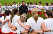 1 July 2023; Mayo manager Michael Moyles speaks to his players before the TG4 LGFA All-Ireland Senior Championship match between Mayo and Laois at Hastings Insurance MacHale Park in Castlebar, Mayo. Photo by Tom Beary/Sportsfile