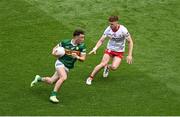 1 July 2023; Paudie Clifford of Kerry is tackled by Conor Meyler of Tyrone during the GAA Football All-Ireland Senior Championship quarter-final match between Kerry and Tyrone at Croke Park in Dublin. Photo by Brendan Moran/Sportsfile