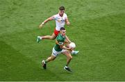 1 July 2023; Sean O'Shea of Kerry in action against Michael McKernan of Tyrone during the GAA Football All-Ireland Senior Championship quarter-final match between Kerry and Tyrone at Croke Park in Dublin. Photo by Brendan Moran/Sportsfile
