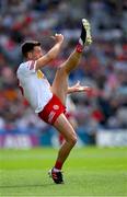 1 July 2023; Darren McCurry of Tyrone kicks a free during the GAA Football All-Ireland Senior Championship quarter-final match between Kerry and Tyrone at Croke Park in Dublin. Photo by Ray McManus/Sportsfile