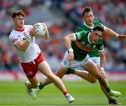 1 July 2023; Conor Meyler of Tyrone in action against Paudie Clifford and Dara Moynihan of Kerry during the GAA Football All-Ireland Senior Championship quarter-final match between Kerry and Tyrone at Croke Park in Dublin. Photo by Ray McManus/Sportsfile