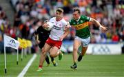1 July 2023; Cormac Quinn of Tyrone in action against Dara Moynihan of Kerry during the GAA Football All-Ireland Senior Championship quarter-final match between Kerry and Tyrone at Croke Park in Dublin. Photo by Ray McManus/Sportsfile