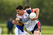 1 July 2023; Louis Katsihtis of New York in action against Hugh O'Sullivan of Laune Rangers during the John West Féile Peile na nÓg Finals 2023 at the Connacht GAA Centre of Excellence in Bekan, Mayo. Photo by Stephen Marken/Sportsfile