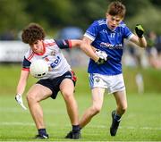 1 July 2023; Evan Murphy of New York in action against Callum Robertson of Laune Rangers during the John West Féile Peile na nÓg Finals 2023 at the Connacht GAA Centre of Excellence in Bekan, Mayo. Photo by Stephen Marken/Sportsfile