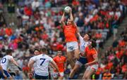 1 July 2023; Rian O'Neill of Armagh wins possession from the throw-in during the GAA Football All-Ireland Senior Championship quarter-final match between Armagh and Monaghan at Croke Park in Dublin. Photo by Ray McManus/Sportsfile