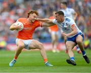 1 July 2023; Jason Duffy of Armagh in action against Ryan Wylie of Monaghan during the GAA Football All-Ireland Senior Championship quarter-final match between Armagh and Monaghan at Croke Park in Dublin. Photo by Ray McManus/Sportsfile