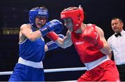 1 July 2023; Kellie Harrington of Ireland, right, in action against Natalia Shadrina of Serbia in their Women's 60kg final bout at the Nowy Targ Arena during the European Games 2023 in Krakow, Poland. Photo by David Fitzgerald/Sportsfile