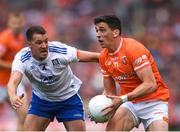1 July 2023; Rory Grugan of Armagh in action against Ryan Wylie of Monaghan during the GAA Football All-Ireland Senior Championship quarter-final match between Armagh and Monaghan at Croke Park in Dublin. Photo by John Sheridan/Sportsfile