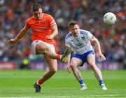 1 July 2023; Greg McCabe of Armagh in action against Karl O'Connell of Monaghan during the GAA Football All-Ireland Senior Championship quarter-final match between Armagh and Monaghan at Croke Park in Dublin. Photo by Ray McManus/Sportsfile