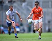1 July 2023; Rory Grugan of Armagh in action against Ryan Wylie of Monaghan during the GAA Football All-Ireland Senior Championship quarter-final match between Armagh and Monaghan at Croke Park in Dublin. Photo by Piaras Ó Mídheach/Sportsfile