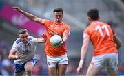 1 July 2023; Stefan Campbell of Armagh in action against Conor McCarthy of Monaghan during the GAA Football All-Ireland Senior Championship quarter-final match between Armagh and Monaghan at Croke Park in Dublin. Photo by Piaras Ó Mídheach/Sportsfile