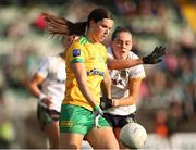 1 July 2023; Siobhan De Faoite of Donegal in action against Aine Sheridan of Meath during the TG4 Ladies Football All-Ireland Senior Championship match between Meath and Donegal at Páirc Tailteann in Navan, Meath. Photo by Michael P Ryan/Sportsfile