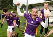 1 July 2023; Rory Mellon of Kilmacud Crokes celebrates after his side's victory in the Division 1 final in the John West Féile Peile na nÓg Finals 2023 at the Connacht GAA Centre of Excellence in Bekan, Mayo. Photo by Stephen Marken/Sportsfile