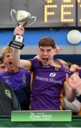 1 July 2023; Kilmacud Crokes captain Andrew Blankerlifts the cup after his side's victory in the John West Féile Peile na nÓg Finals 2023 at the Connacht GAA Centre of Excellence in Bekan, Mayo. Photo by Stephen Marken/Sportsfile