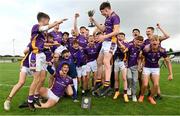 1 July 2023; Kilmacud Crokes captain Andrew Blanker celebrates with the rest of the squad after their victory in the division one final in the John West Féile Peile na nÓg Finals 2023 at the Connacht GAA Centre of Excellence in Bekan, Mayo. Photo by Stephen Marken/Sportsfile