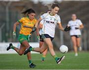 1 July 2023; Mary Kate Lynch of Meath in action against Niamh Ní Eigeartaigh of Donegal during the TG4 Ladies Football All-Ireland Senior Championship match between Meath and Donegal at Páirc Tailteann in Navan, Meath. Photo by Michael P Ryan/Sportsfile