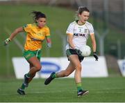 1 July 2023; Mary Kate Lynch of Meath in action against Niamh Ní Eigeartaigh of Donegal during the TG4 Ladies Football All-Ireland Senior Championship match between Meath and Donegal at Páirc Tailteann in Navan, Meath. Photo by Michael P Ryan/Sportsfile
