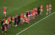 1 July 2023; Armagh players look dejected during the penalty shoot out in the GAA Football All-Ireland Senior Championship quarter-final match between Armagh and Monaghan at Croke Park in Dublin. Photo by Brendan Moran/Sportsfile