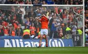 1 July 2023; Callum Cumiskey of Armagh reacts after his last penalty kick was saved during the GAA Football All-Ireland Senior Championship quarter-final match between Armagh and Monaghan at Croke Park in Dublin. Photo by Ray McManus/Sportsfile