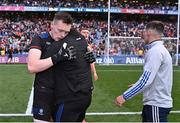 1 July 2023; Monaghan goalkeeper Rory Beggan celebrates after his side's victory in the penalty shoot-out of the GAA Football All-Ireland Senior Championship quarter-final match between Armagh and Monaghan at Croke Park in Dublin. Photo by Piaras Ó Mídheach/Sportsfile