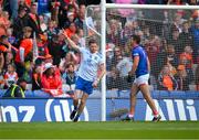 1 July 2023; Conor McManus of Monaghan celebrates scoring a penalty during the GAA Football All-Ireland Senior Championship quarter-final match between Armagh and Monaghan at Croke Park in Dublin. Photo by Ray McManus/Sportsfile