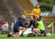 1 July 2023; Donegal goalkeeper Claire O'Frighil receives medical attention during the TG4 Ladies Football All-Ireland Senior Championship match between Meath and Donegal at Páirc Tailteann in Navan, Meath. Photo by Michael P Ryan/Sportsfile