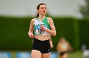 2 July 2023; Maeve O'Neill of Doheny AC, Cork, after winning the Women's U20 800m event during the 123.ie Junior & U23 Track and Field Championships at Tullamore in Offaly. Photo by Ben McShane/Sportsfile