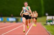 2 July 2023; Maeve O'Neill of Doheny AC, Cork, on her way to winning the Women's U20 800m event during the 123.ie Junior & U23 Track and Field Championships at Tullamore in Offaly. Photo by Ben McShane/Sportsfile