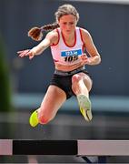 2 July 2023; Claragh Keane of D.M.P. AC, Wexford, competing in the Women's U20 3000m SC event during the 123.ie Junior & U23 Track and Field Championships at Tullamore in Offaly. Photo by Ben McShane/Sportsfile