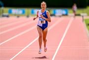 2 July 2023; Ava O'Connor of Tullamore Harriers AC, Offaly, on her way to winning the Women's U23 3000m SC event during the 123.ie Junior & U23 Track and Field Championships at Tullamore in Offaly. Photo by Ben McShane/Sportsfile