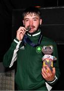 2 July 2023; Nathan Tait of Ireland with his silver medal after his bout against Martin Balint of Hungary in Men's Point Fighting 74kg Final at the Myslenice Arena during the European Games 2023 in Krakow, Poland. Photo by Tyler Miller/Sportsfile