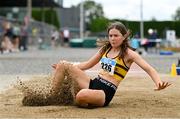 2 July 2023; Gabriella Bowen of Leevale AC, Cork, competing in the Women's U20 Long Jump event during the 123.ie Junior & U23 Track and Field Championships at Tullamore in Offaly. Photo by Ben McShane/Sportsfile