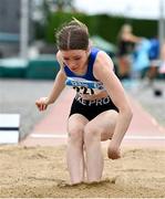 2 July 2023; Mary Mckenna of Lusk AC, Dublin, competing in the Women's U20 Long Jump event during the 123.ie Junior & U23 Track and Field Championships at Tullamore in Offaly. Photo by Ben McShane/Sportsfile