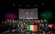 28 June 2023; Primary Partners of the Republic of Ireland Women’s National Team, Sky Ireland, celebrated the WNT ahead of the World Cup with an unforgettable night in The Round Room at the Mansion House in Dublin. Pictured are Republic of Ireland players and staff. Photo by Stephen McCarthy/Sportsfile