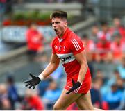 2 July 2023; Conor Doherty of Derry celebrates scoring a goal, in the 49th minute, during the GAA Football All-Ireland Senior Championship quarter-final match between Derry and Cork at Croke Park in Dublin. Photo by Ray McManus/Sportsfile