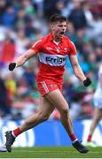 2 July 2023; Conor Doherty of Derry celebrates after scoring his side's first goal during the GAA Football All-Ireland Senior Championship quarter-final match between Derry and Cork at Croke Park in Dublin. Photo by John Sheridan/Sportsfile