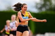 2 July 2023; Hannah Kehoe of Kilkenny City Harriers AC, Kilkenny, after winning the Women's U23 1500m event during the 123.ie Junior & U23 Track and Field Championships at Tullamore in Offaly. Photo by Ben McShane/Sportsfile