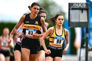 2 July 2023; Jane Buckley of Leevale AC, Cork, right, and Sophie O'Sullivan of Ballymore Cobh AC, Cork, lead the field in the Women's U23 1500m final during the 123.ie Junior & U23 Track and Field Championships at Tullamore in Offaly. Photo by Ben McShane/Sportsfile