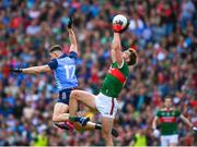 2 July 2023; Aidan O'Shea of Mayo in action against David Byrne of Dublin during the GAA Football All-Ireland Senior Championship quarter-final match between Dublin and Mayo at Croke Park in Dublin. Photo by Ray McManus/Sportsfile