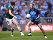 2 July 2023; Paul Mannion of Dublin in action against Paddy Durcan of Mayo during the GAA Football All-Ireland Senior Championship quarter-final match between Dublin and Mayo at Croke Park in Dublin. Photo by Piaras Ó Mídheach/Sportsfile