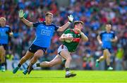 2 July 2023; Jack Coyne of Mayo in action against Cormac Costello of Dublin during the GAA Football All-Ireland Senior Championship quarter-final match between Dublin and Mayo at Croke Park in Dublin. Photo by Ray McManus/Sportsfile