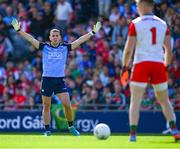 2 July 2023; Cormac Costello of Dublin watches the kick out from Mayo goalkeeper Colm Reape during the GAA Football All-Ireland Senior Championship quarter-final match between Dublin and Mayo at Croke Park in Dublin. Photo by Ray McManus/Sportsfile