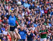 2 July 2023; Brian Fenton of Dublin in action against Matthew Ruane of Mayo during the GAA Football All-Ireland Senior Championship quarter-final match between Dublin and Mayo at Croke Park in Dublin. Photo by Piaras Ó Mídheach/Sportsfile