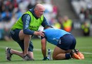 2 July 2023; Dublin 'Maor Uisce' Pat Gilroy attends to Brian Howard of Dublin near the end of the GAA Football All-Ireland Senior Championship quarter-final match between Dublin and Mayo at Croke Park in Dublin. Photo by Ray McManus/Sportsfile