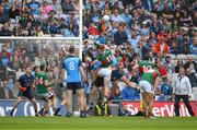 2 July 2023; Jack McCaffrey of Dublin in action against Sam Callinan of Mayo during the GAA Football All-Ireland Senior Championship quarter-final match between Dublin and Mayo at Croke Park in Dublin. Photo by Ray McManus/Sportsfile