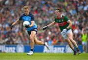 2 July 2023; Paul Mannion of Dublin in action against Stephen Coen of Mayo during the GAA Football All-Ireland Senior Championship quarter-final match between Dublin and Mayo at Croke Park in Dublin. Photo by Ray McManus/Sportsfile