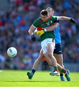 2 July 2023; Enda Hession of Mayo is tackled by Cormac Costello of Dublin during the GAA Football All-Ireland Senior Championship quarter-final match between Dublin and Mayo at Croke Park in Dublin. Photo by Ray McManus/Sportsfile