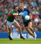 2 July 2023; Paul Mannion of Dublin in action against Stephen Coen of Mayo during the GAA Football All-Ireland Senior Championship quarter-final match between Dublin and Mayo at Croke Park in Dublin. Photo by Ray McManus/Sportsfile