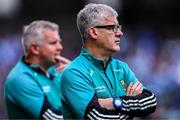 2 July 2023; Mayo manager Kevin McStay with his assistant manager Stephen Rochford, behind, during the GAA Football All-Ireland Senior Championship quarter-final match between Dublin and Mayo at Croke Park in Dublin. Photo by Piaras Ó Mídheach/Sportsfile
