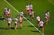 1 July 2023; The Tyrone team warm up before the GAA Football All-Ireland Senior Championship quarter-final match between Kerry and Tyrone at Croke Park in Dublin. Photo by Brendan Moran/Sportsfile